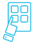 A hand selecting a shape on a phone icon